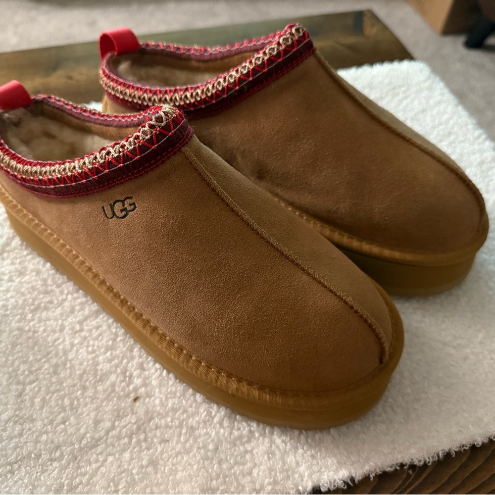 UGG Brown and Red Cozy Slippers